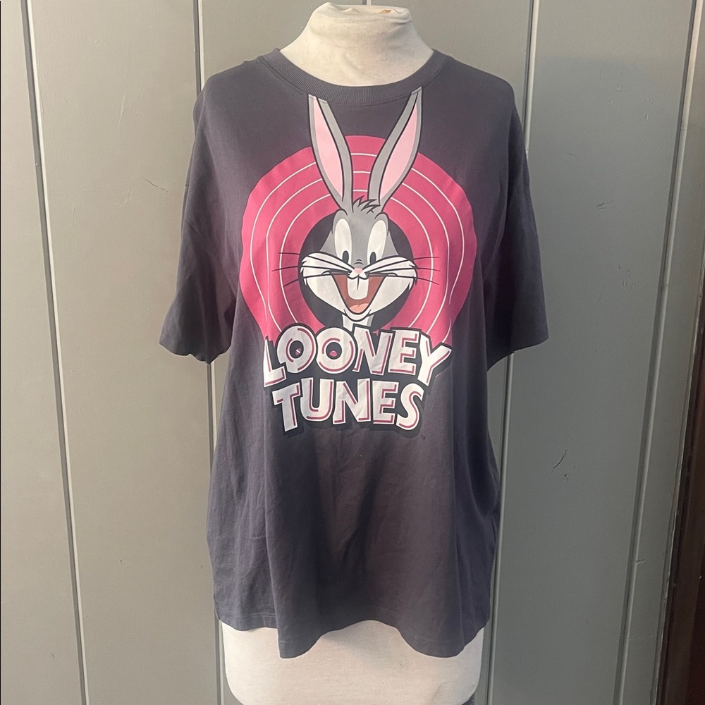 H&M T Shirt Bugs Bunny Graphic Tee Gray Y2K Retro Girlhoodcore